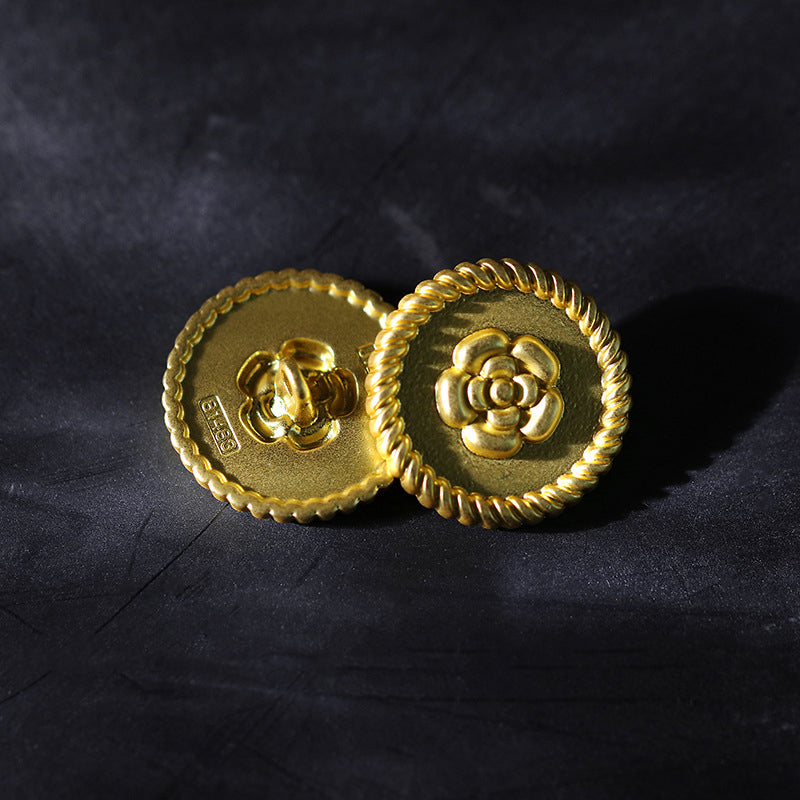 Original Design Vintage Metal Flower Button
