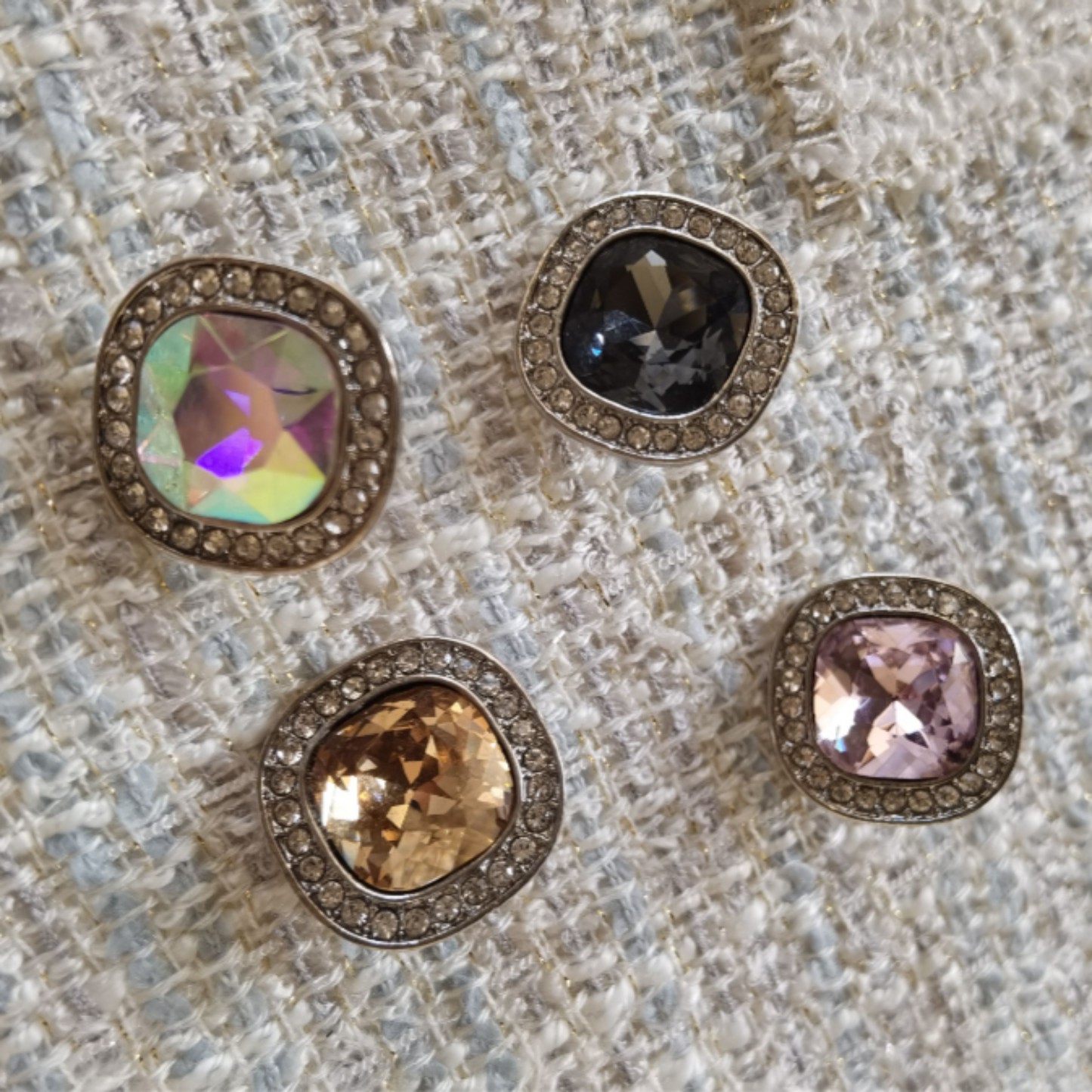 Premium coloured rhinestone metal button collection