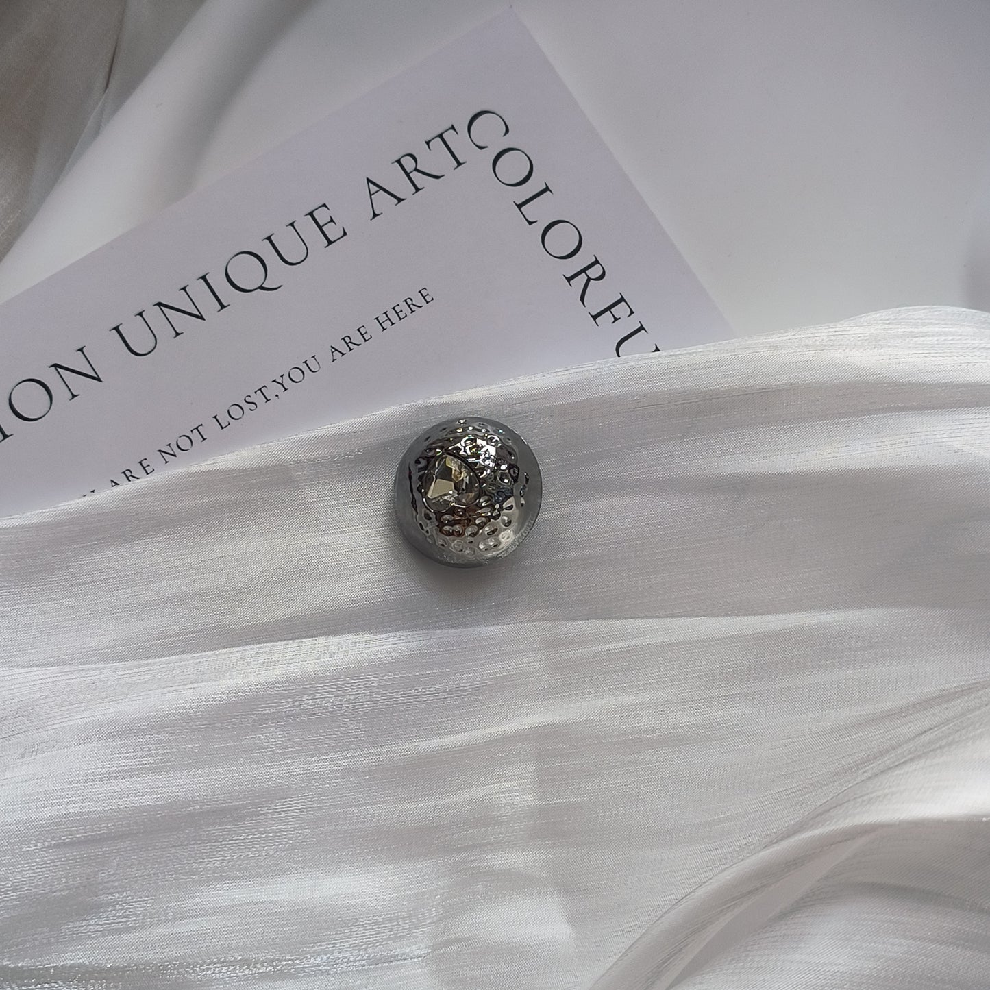 Crystal Heart Metal Button