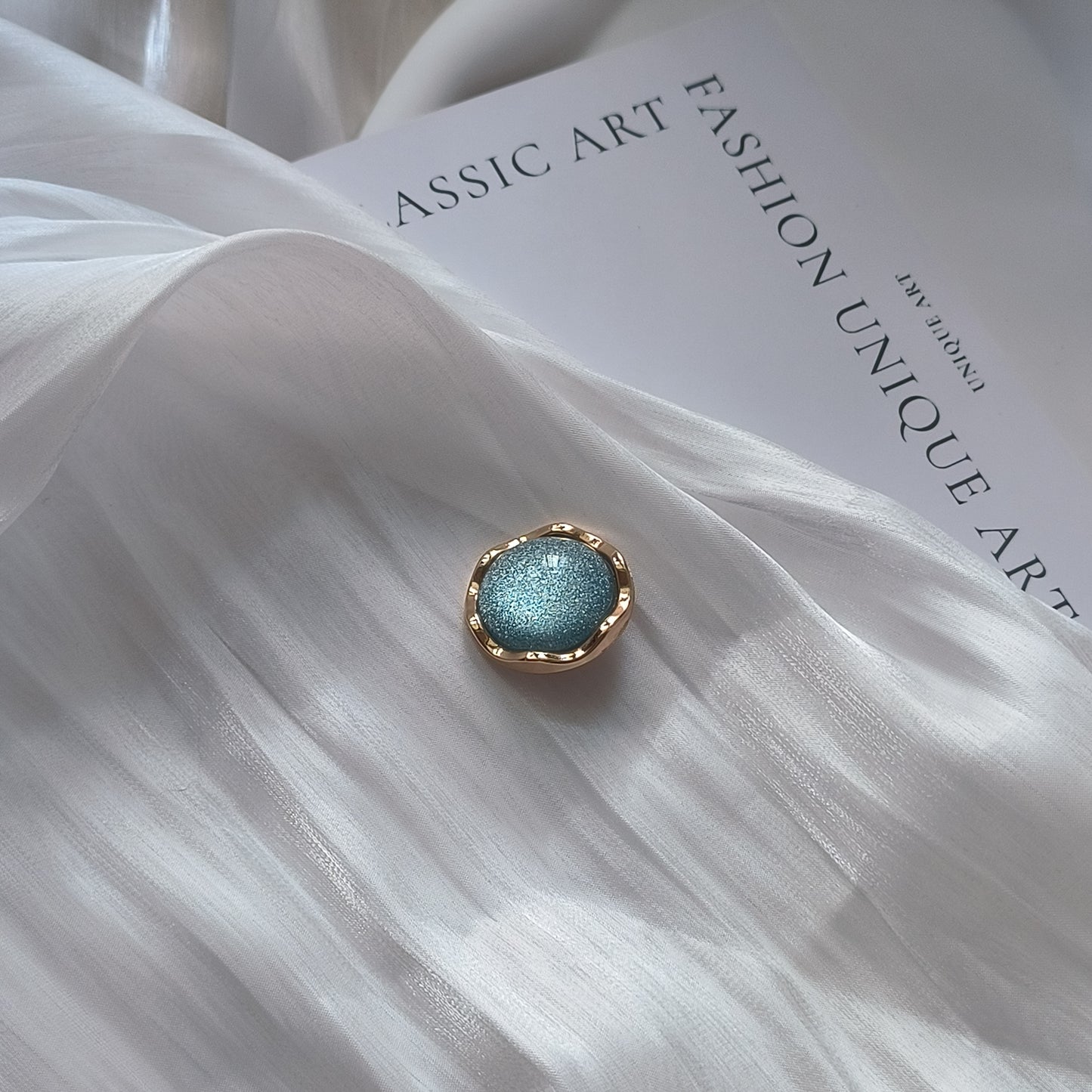 Original Design Ocean Waves Sea Blue Mystery Button