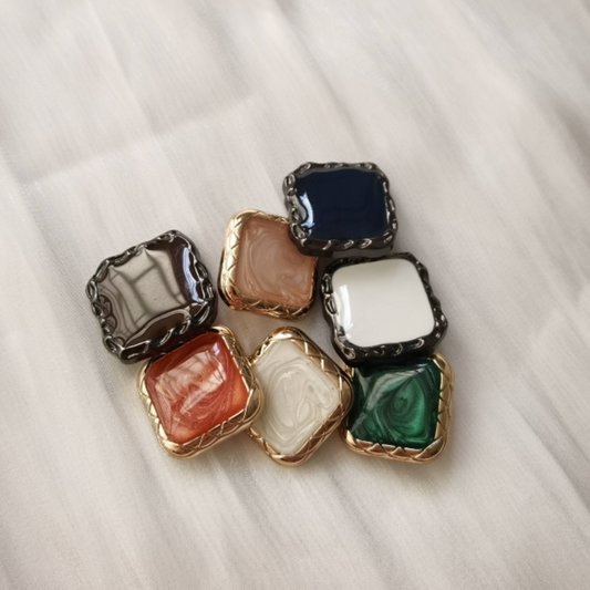 Delicate vintage rectangular glossy buttons